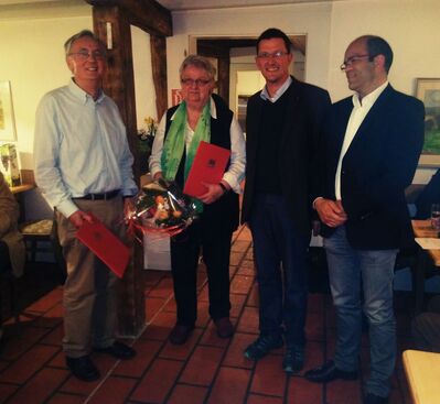 v.links Siegfried Reich, Hannelore Bürgel, Markus Zähringer, Tobias Volz (Kreisvorsitzender)